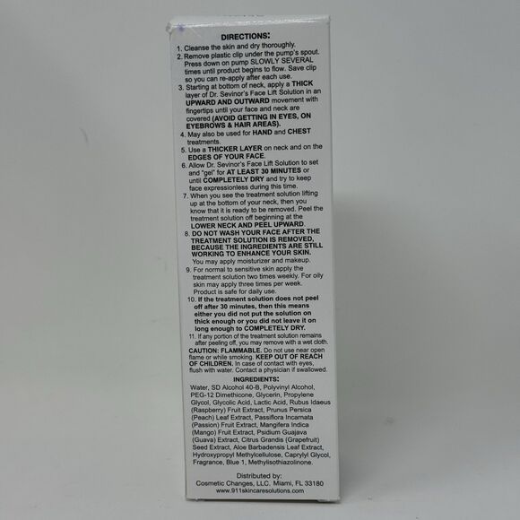 Dr Sevinor Face Lift Solution Toner Anti Aging Firms Tightens Wrinkles New 4 oz - Picture 7 of 8